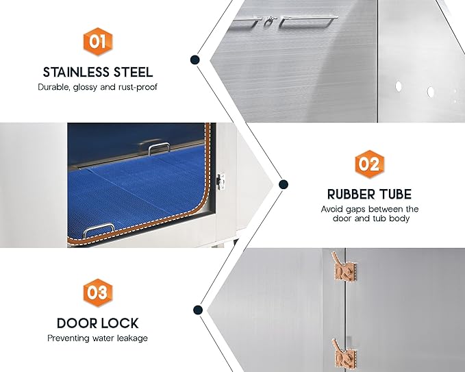 Albott 50-Inch Stainless Steel Dog Washing Station with Anti-Slip Steps, Sprayer, Faucet, and Soap Box – Professional Pet Bathtub for Medium/Small Pets, Ideal for Home, Garage, and Grooming(Left)-PurrikoPets