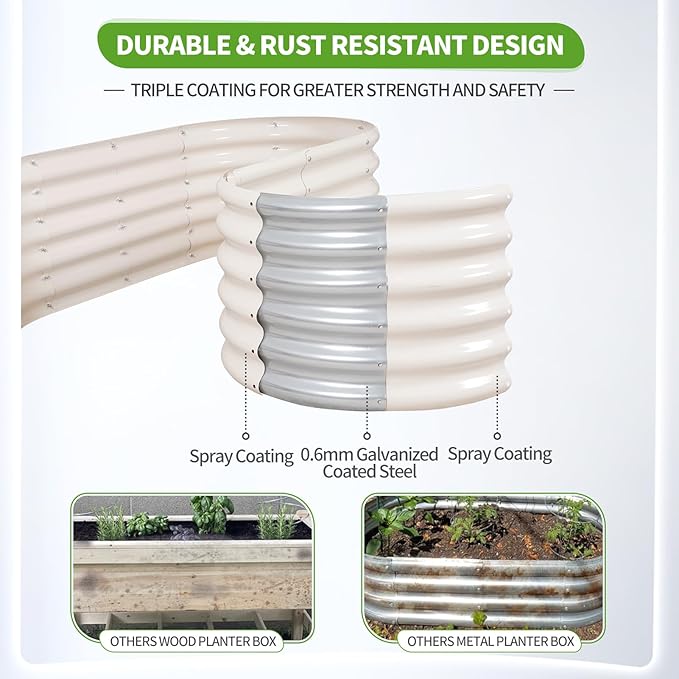 Galvanized Raised Garden Bed Outdoor- 2 Pcs Raised Beds for Gardening| Metal Planter Box, Steel Raised Garden Bed Kit with Gloves for Vegetables, Flower, Herbs (4x2x1.4FT, White)-PurrikoPets