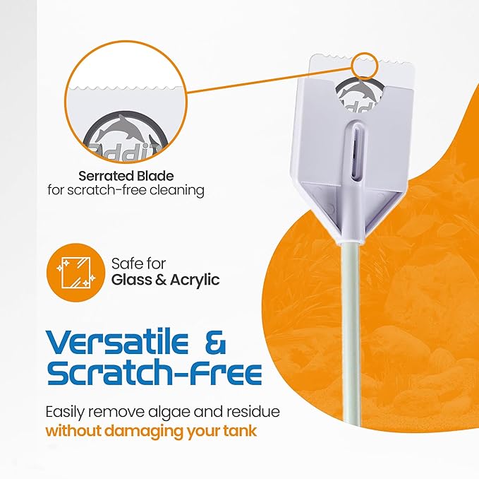 FL!PPER Flipper Platinum Aquarium Algae Scraper | Glass & Acrylic Tank Cleaner with Serrated Blade for Efficient Aquarium Maintenance (12” Nano)-PurrikoPets