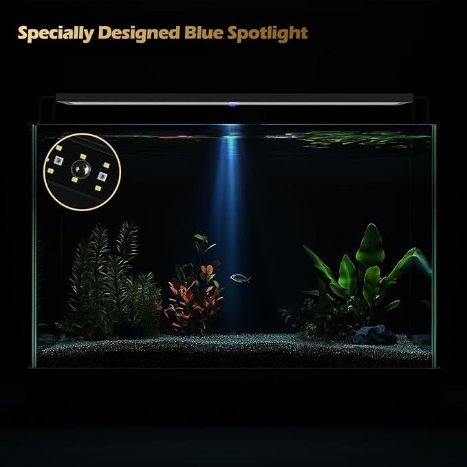 GLOWRIUM LED Aquarium Light with Remote, Full Spectrum Fish Tank Light with Auto Timer, IP67 Waterproof Freshwater Planted Tank Light, Dimmable RGB+W+Moon LEDs with High Performance (18W 24-29inch)-PurrikoPets