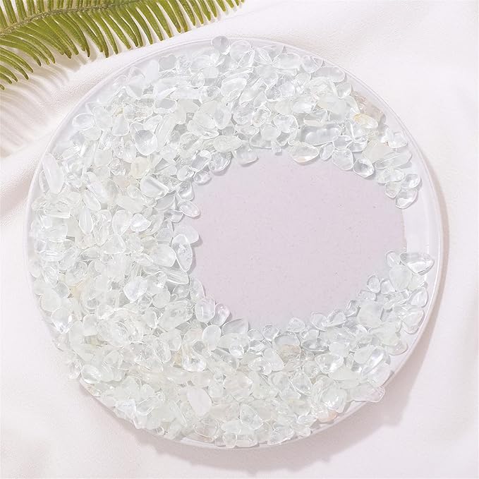 1lb Clear Quartz Aquarium Gravel Rocks Natural Tumbled Healing Crystal Chips Bulk Gemstones Crushed Stones for Fountain Vase Filler Planters Decorative Fish Tank Potted Reiki Energy Balancing-PurrikoPets