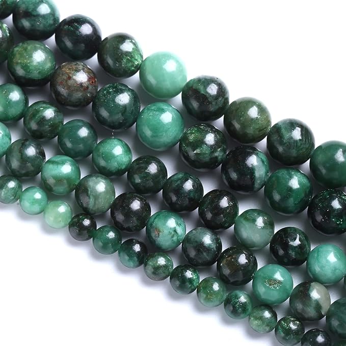 10mm 36pcs Natural Green Emerald Mica Crystal Gemstone Beads for Jewelry Making DIY Bracelet