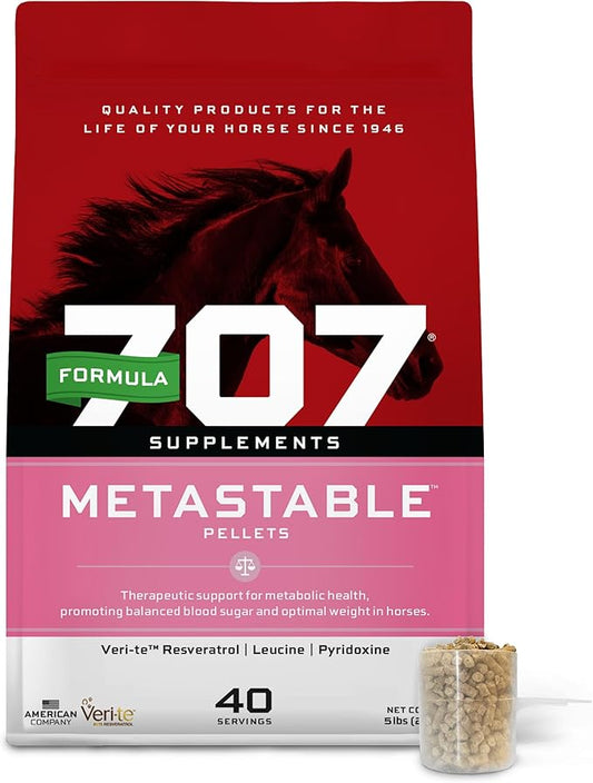 Formula 707 MetaStable Pellets for Horses 5 lb Bag – 40 Servings – University-Studied Support for Horses with Laminitis, Insulin Resistance & Metabolic Disorders-PurrikoPets