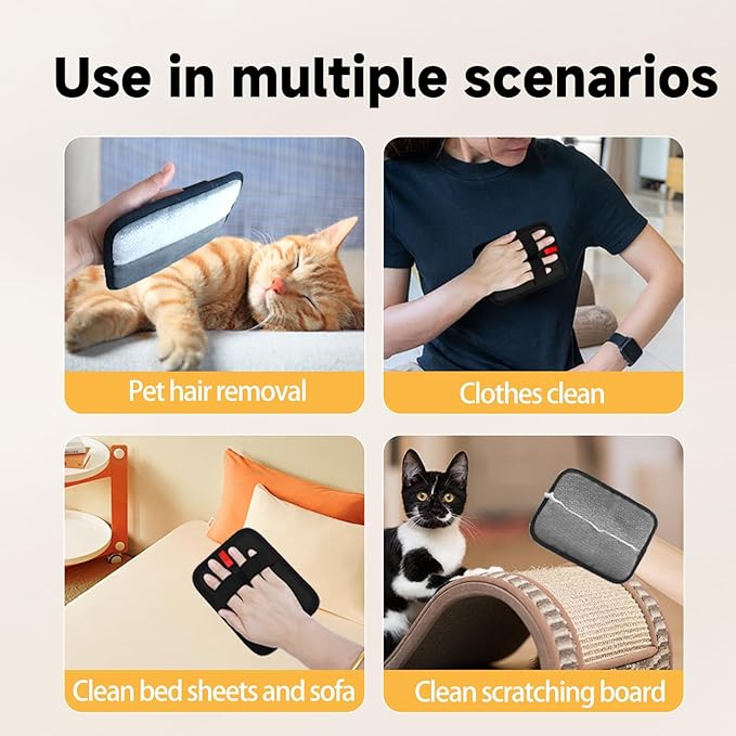 2-in-1 Pet Grooming Glove & Fabric Hair Remover - Reusabie, Silicone Massage Bristles,Static Adhesion for Quiuck Shedding Control,Safe for Dogs & Cats-PurrikoPets