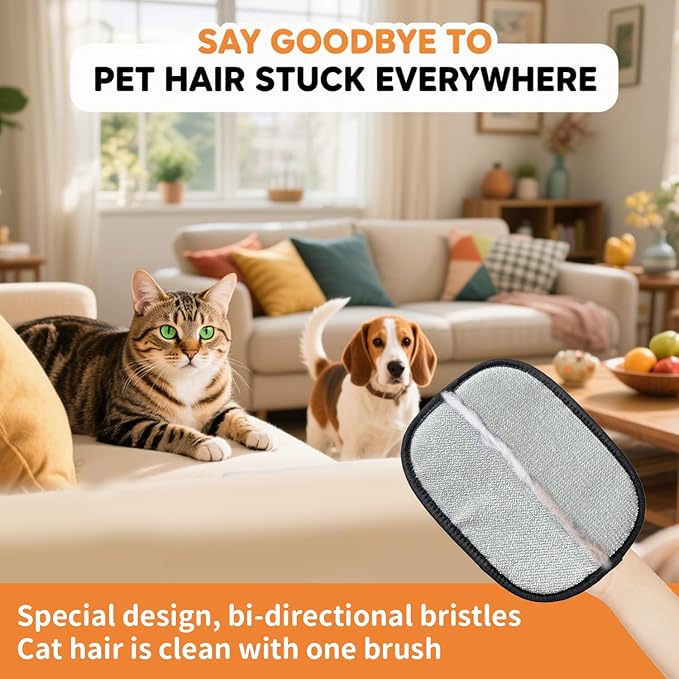 2 Pcs Pet Hair Removal Gloves, Reusable Electrostatic Grooming Mitt, Washable & Eco-Friendly Fur Remover for Dogs & Cats, Versatile for Furniture, Bedding, Clothes, and Car Seats-PurrikoPets
