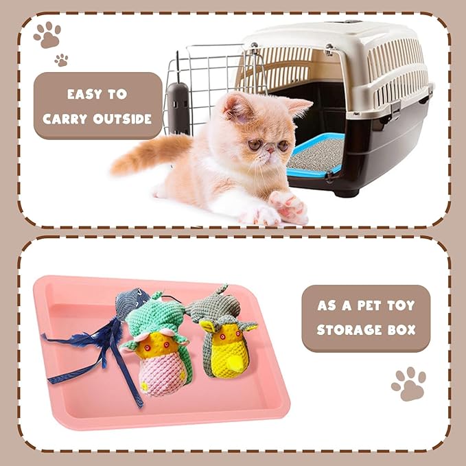 5pcs Kitten Litter Box, Small Cat Litter Box with Scooper, Small Litter Pan Low Entry Shallow Plastic Litter Tray Portable Cat Waste Tray Open Travel Kitten Boxes for Small Pet Rabbit Newborn Cat-PurrikoPets