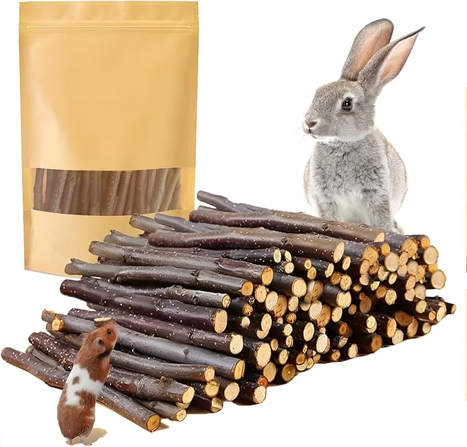 600g Organic Apple Sticks Small Animals Molar Wood Treats Toys for Chinchillas Guinea Pig Rabbits Hamster Gerbil Parrot Bunny Chew Stick Toys, 21.2 OZ-PurrikoPets