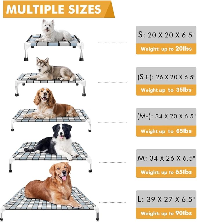 Elevated Outdoor Raised Dog Bed Outdoor Dogs Bed Lifted Pet Bed Dog Cot for Pet Taste Life, Start with A Pet Bed 20'' x 20'' x 6.5''-PurrikoPets