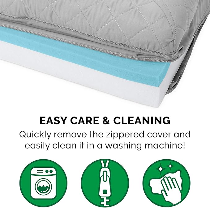 Furhaven Cooling Gel Dog Bed for Large Dogs w/ Removable Bolsters & Washable Cover, For Dogs Up to 125 lbs - Quilted Sofa - Silver Gray, Jumbo Plus/XXL-PurrikoPets