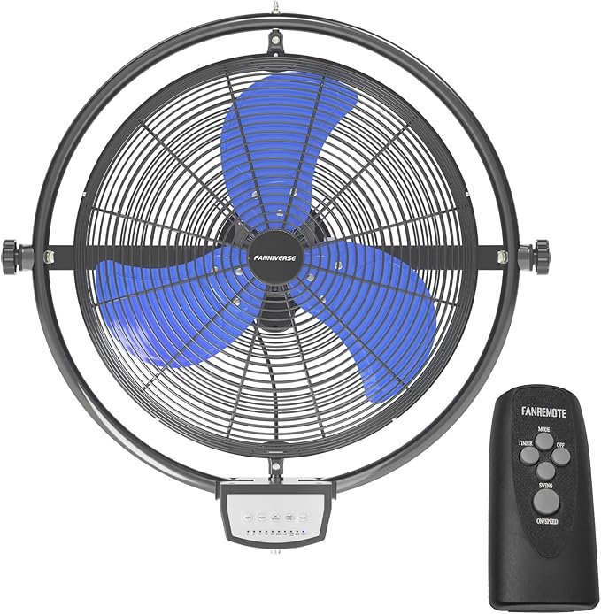 20 Inch Wall Metal Fan Pro Series Remote Control, High Velocity Wall Mount Fans for Commercial, Residential, Warehouse, Covered Patio, Shop, Garage, Barn 3 Speed 5200 CFM UL Safety Listed-PurrikoPets