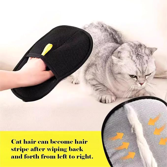 2 PCS Pet Hair Removal Glove for Cats & Dogs, Electrostatic Grooming Gloves for Pet Hair, Reusable Double Sided Static Hair Remover for Couch, Furniture, Carpet & Car Seat-PurrikoPets