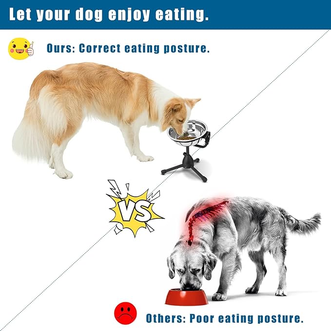 2 Pack Elevated Bowls With Adjustable Metal Stand, Medium Size for Dogs 30-70 lbs, 0.5 Gal 2 Liter, Stainless Steel Food Water Bowl, Height Adjustable Non-Slip Raised Set-PurrikoPets