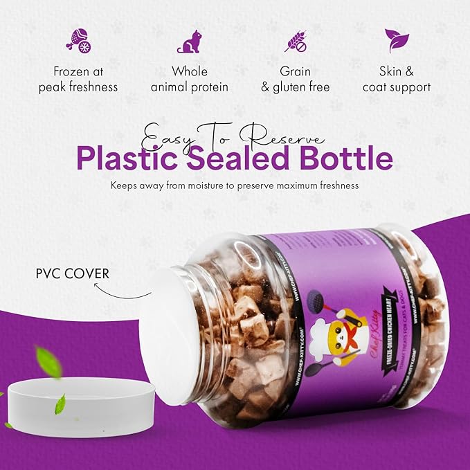 Freeze-Dried Chicken Heart Treats for Cats & Dogs – 100% Human Grade, Single Ingredient, High-Protein, Healthy Snack – No Additives or Preservatives – 2.6oz - Inspected & Tested in USA-PurrikoPets