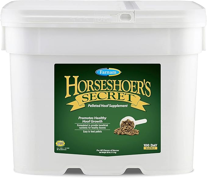 Farnam Horseshoer's Secret Pelleted Hoof Supplements, Promotes healthy hoof growth, maintains hoof walls & supports cracked hooves, 38 lbs., 100 day supply-PurrikoPets