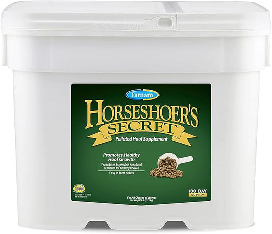 Farnam Horseshoer's Secret Pelleted Hoof Supplements, Promotes healthy hoof growth, maintains hoof walls & supports cracked hooves, 38 lbs., 100 day supply-PurrikoPets