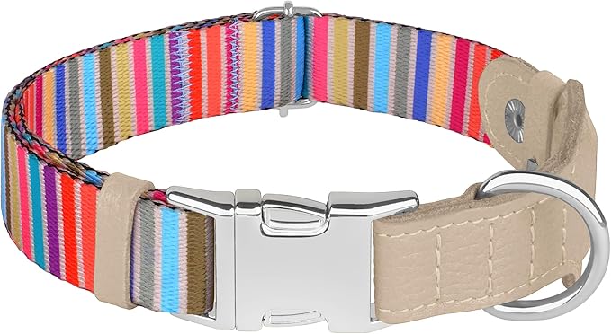 AirTag Dog Collar for Small Medium Large Breed - Adjustable Cute Pattern Dog Collar with Airtag Holder - Soft Leather Tracker GPS Apple Air Tag Pet Collars (X-Small, 9"-12" Neck Fit, Serape)-PurrikoPets