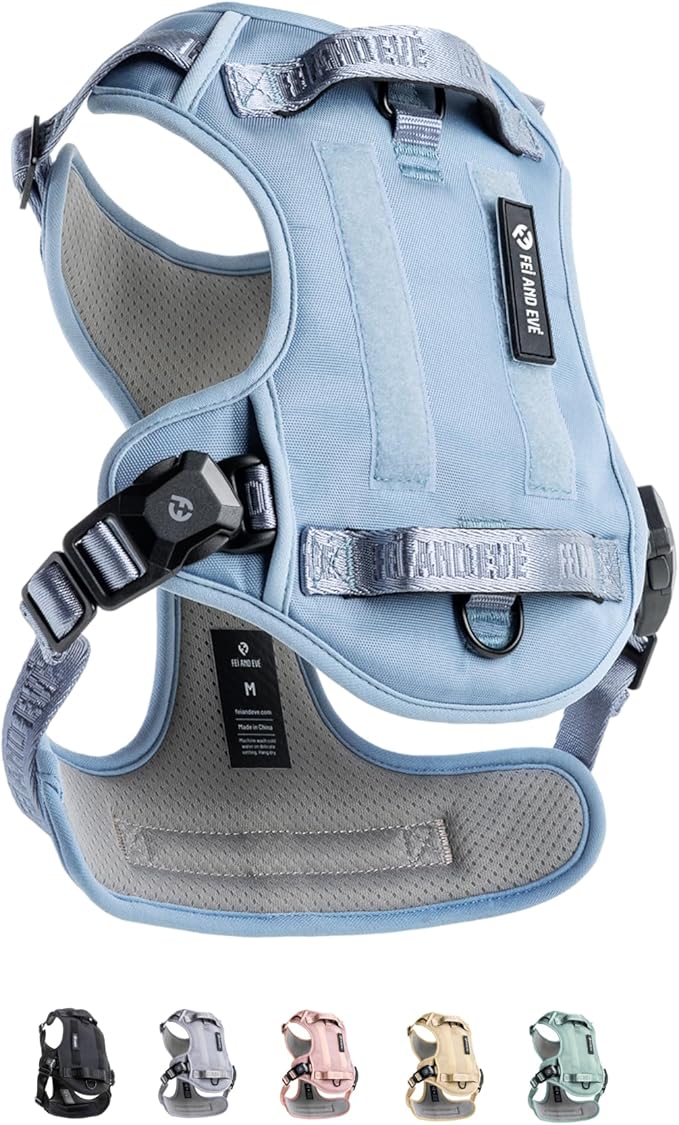 2025 New Edition, Fei & Eve MagEase Dog Harness - 3-Second Magnetic Buckles | 3-Point No-Pull Control | Heavy-Duty 900D Nylon | Dual Safety Handles | Breathable Mesh | Adjustable Fit | Large, Blue-PurrikoPets
