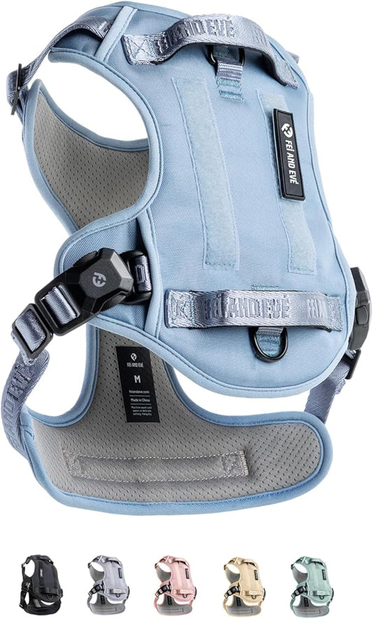 2025 New Edition, Fei & Eve MagEase Dog Harness - 3-Second Magnetic Buckles | 3-Point No-Pull Control | Heavy-Duty 900D Nylon | Dual Safety Handles | Breathable Mesh | Adjustable Fit | Medium, Blue-PurrikoPets