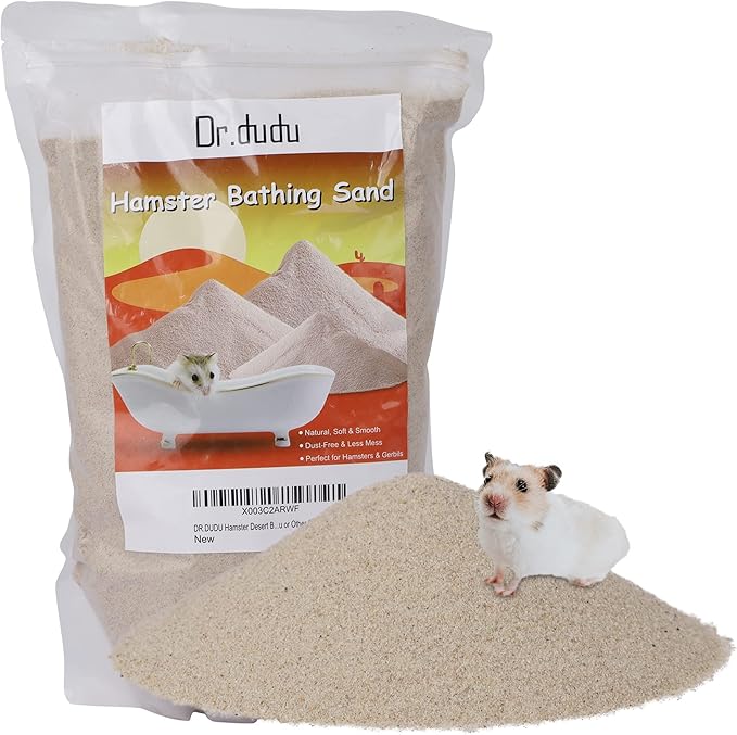 DR.DUDU Hamster Bath Sand, 6.6lb Dust Free Desert Sand or Potty Litter Sand for Hamster Chinchillas Gerbil Syrian Mice Small Animals (Beige)-PurrikoPets