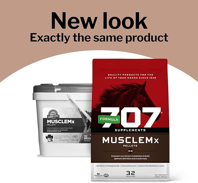Formula 707 MuscleMx Equine Supplement, 3lb Bag – Conditioning Support and Muscle Builder for Horses with Lysine, Gamma Oryzanol, Creatine & OKG-PurrikoPets