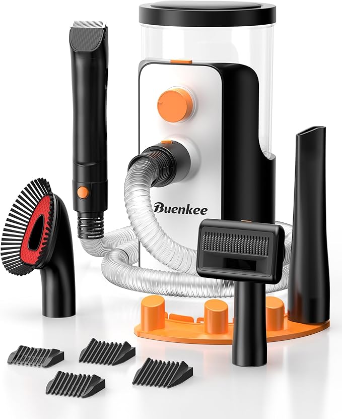 Dog Grooming Vacuum, 4.5L Extra-Large Dust Cup Dog Grooming Kit, 14000Pa High-Suction Pet Groomer with Clippers, Low-Noise All-in-One Shedding Control Set for Home Use-PurrikoPets