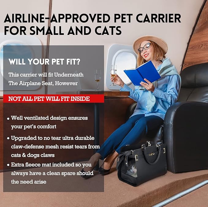 Fashion Pet Carrier Dog Cat Carrier Purse Soft-Sided Leather Handbag Pet Tote Bag for Small Dogs Puppy and Cats TSA Airline Approved-PurrikoPets