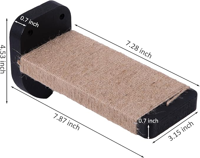 3pcs Wall Steps for Cats, Climbing Mounted Furniture, Shelves With Hemp Rope Covered, Solid Wood Ladder for Playing and Climbing (Large-Black)-PurrikoPets