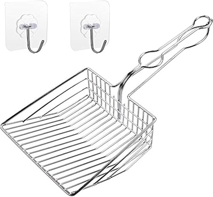 All Metal Litter Scoop, Solid Metal Sifter, Cat Litter Scoop Metal Jumbo, Cat Urine Scoop, Litter Scooper with Holder, Litter Scooper Holder, Jumbo Cat Litter Scoop Sifter Scooper Holder-PurrikoPets