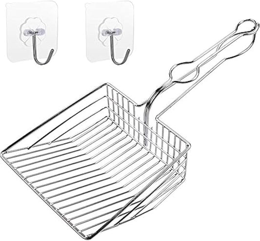 All Metal Litter Scoop, Solid Metal Sifter, Cat Litter Scoop Metal Jumbo, Cat Urine Scoop, Litter Scooper with Holder, Litter Scooper Holder, Jumbo Cat Litter Scoop Sifter Scooper Holder-PurrikoPets