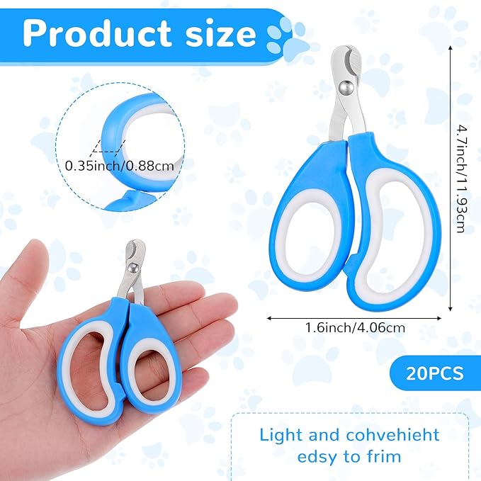 20 Pcs Cat Nail Clipper Bulk Kitten Claw Trimmer Pet Nail Cutter Claw Care for Cats, Kittens, Bunny, Puppy, Rabbit, Gatos, and More-PurrikoPets