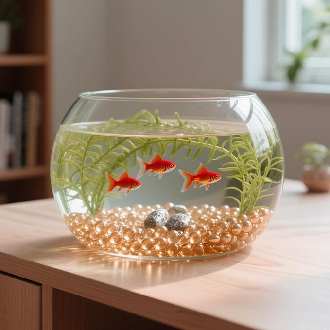 2.16LB Glass Beads Vase Filler Aquarium Gravel Decor Flat Glass Marbles Gems Pebbles Fish Tank Rocks Home Decorative Art Craft - Champagne-PurrikoPets