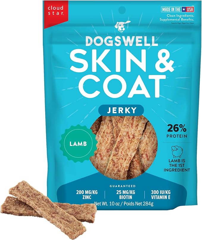 Dogswell Skin & Coat Jerky Dog Treats, Lamb, 10 oz. Bag-PurrikoPets