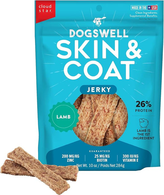 Dogswell Skin & Coat Jerky Dog Treats, Lamb, 10 oz. Bag-PurrikoPets