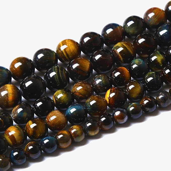 Yellow Blue Tiger Eye Beads Natural Stone Round Loose Beads Energy Gemstone Healing Power for Jewelry Making 6mm 60pcs 15"