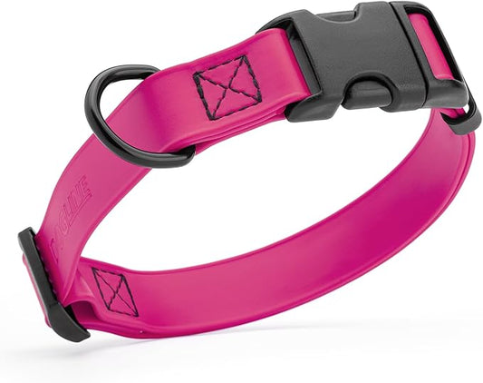 Dogline Biothane Waterproof Dog Collar with Quick Release Buckle Strong Coated Nylon Webbing with Odor- Proof for Easy Care Easy to Clean Fits Small Medium Large Dogs, Magenta Pink 3/4" W 12-19" L-PurrikoPets