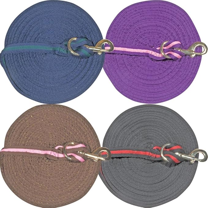 Dura-Tech Cushion Lunge Line for Horses | Stable Use & Horse Training | Horse Lunge Line with Snap | Durable Horse Lead Rope | 30 Foot Length | Replaceable Brass Snap-PurrikoPets