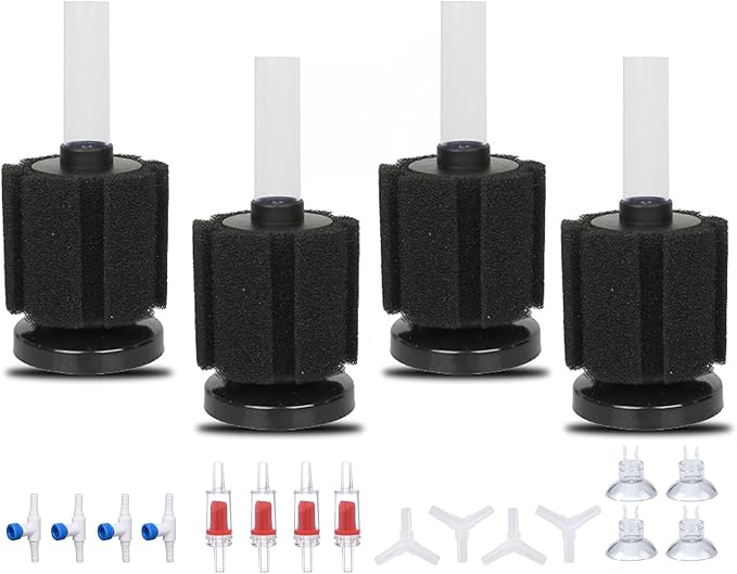 ALEGI 4pcs Large Aquarium Sponge Filter with Suction Cups, Check Valves for Breeding Fry Betta Shrimp Fish Tank (Small up to 10-20Gal 4 Pcs)-PurrikoPets