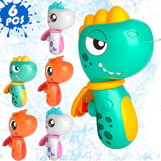 6 Pack Animal Water Gun for Kids, Mini Squirt Gun Water Blaster Soaker Toys, Dinosaur Dog Unicorn Shape Small Water Pistol Gun for Summer Outdoor Pool/Beach/Yard/Party Play-PurrikoPets