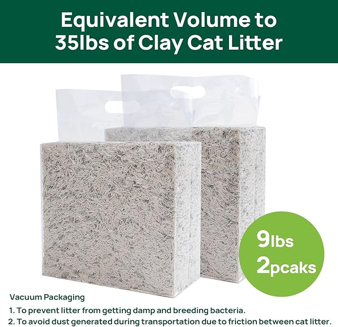 18lbs Tofu Cat Litter Clumping, Flushable, Dust-Free, Low Tracking, Lightweight, Ultra Absorbent and Fast Drying, 100% Natural Pea Husk Kitty Litter Solubility in Water, (9lbs×2bags)-PurrikoPets