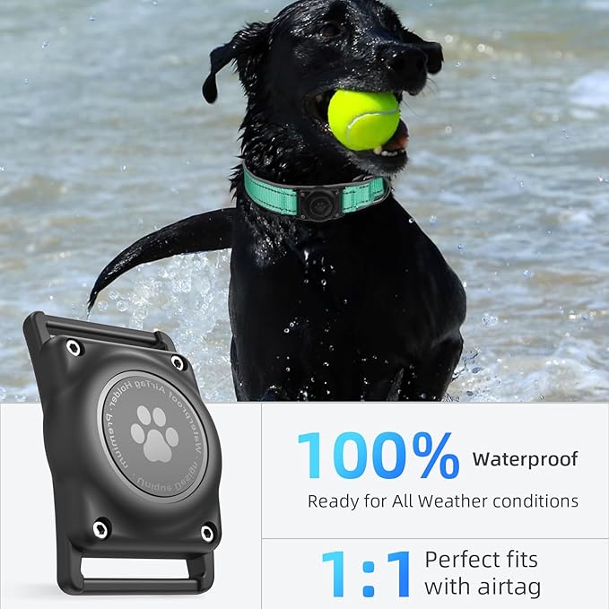 Airtag Dog Collar - 100% Waterproof Air tag Dog Collar Holder for Apple AirTag, Reflective, Soft Padded, Everlasting, GPS Dog Collar for Small Medium Large Dogs (Teal, XL)-PurrikoPets
