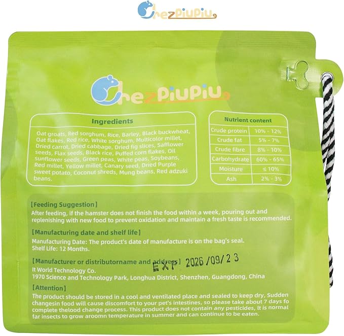 Garden Fruit & Vegetable Hamster Food Mix Natural Small Pet Food Made for Hamsters 1LB Critical Care Healthy Dwarf Hamsters Feed New Packaging-PurrikoPets