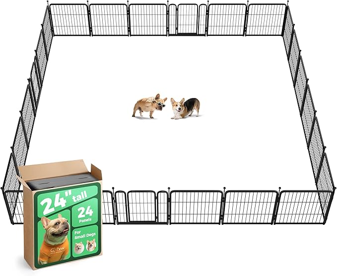 FXW Rollick Unleashed Dog Playpen for Indoor, Yard, RV Camping, 24 inch 24 Panels for Small and Puppy Dogs, Black│Patented-PurrikoPets