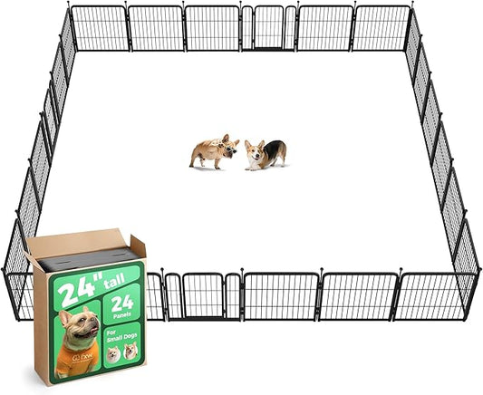 FXW Rollick Unleashed Dog Playpen for Indoor, Yard, RV Camping, 24 inch 24 Panels for Small and Puppy Dogs, Black│Patented-PurrikoPets