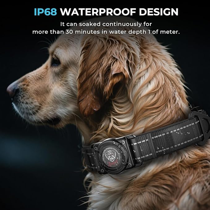 2025 Upgrade Airtag Dog Collar, Reflective Dog Collar with Airtag Holder, IP68 Waterproof| Metal Buckle| Ultra-Durable| Comfortable Padded, GPS Dog Collars for Medium Large Dogs (Black,M)-PurrikoPets