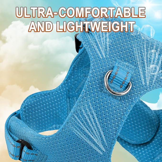 Dog Harness Step in Dog Vest Harness, Reflective Adjustable Puppy No Pull Harness Breathable Soft for Small and Medium Dogs Cats, Blue, S-PurrikoPets
