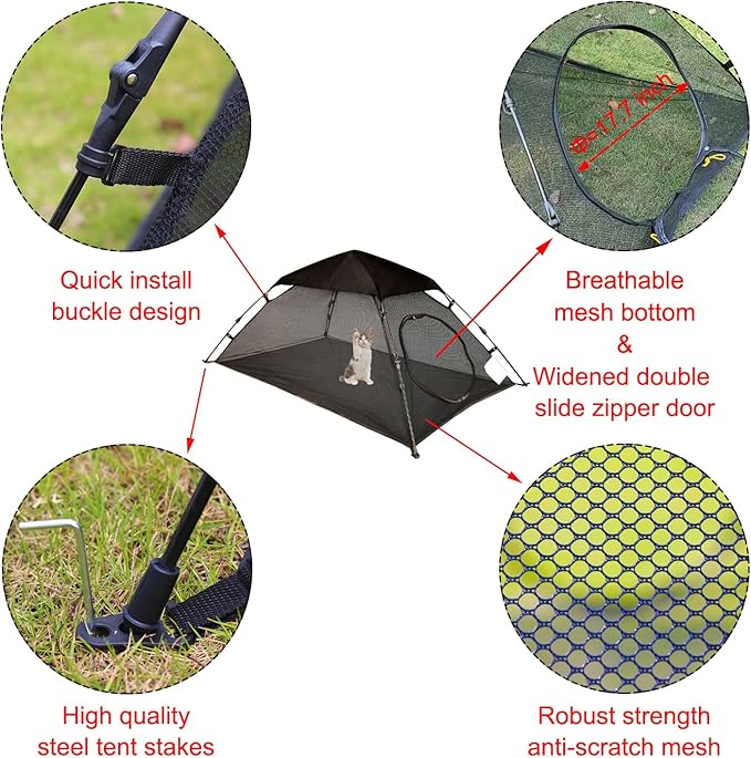 AICHIFAN Mini Cat Tent for Outside Playpen Pop Up Indoor Pet Cat Enclosures Portable Sunshade and Anti-UV Cat Playhouse for SUV Pickup Truck (Play Tents for Cats and Small Animals) - Outside Habitat-PurrikoPets
