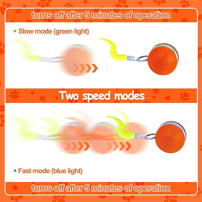 AIERSA Interactive Cat Toys for Indoor Adult Cats, Automatic Self-Play Cat Ball Toy for Kitten to Keep Them Busy, Electric Moving Chase Toy (Orange)-PurrikoPets
