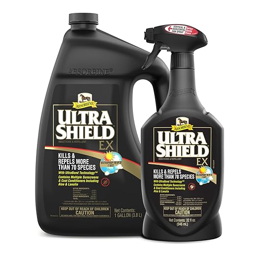 Absorbine UltraShield EX Combo 32oz Sprayer + 128oz Refill Insecticide, Kills & Repels Flies, Mosquitoes, Ticks, Fleas, Lice, Use on Horses, Dogs, Premises-PurrikoPets