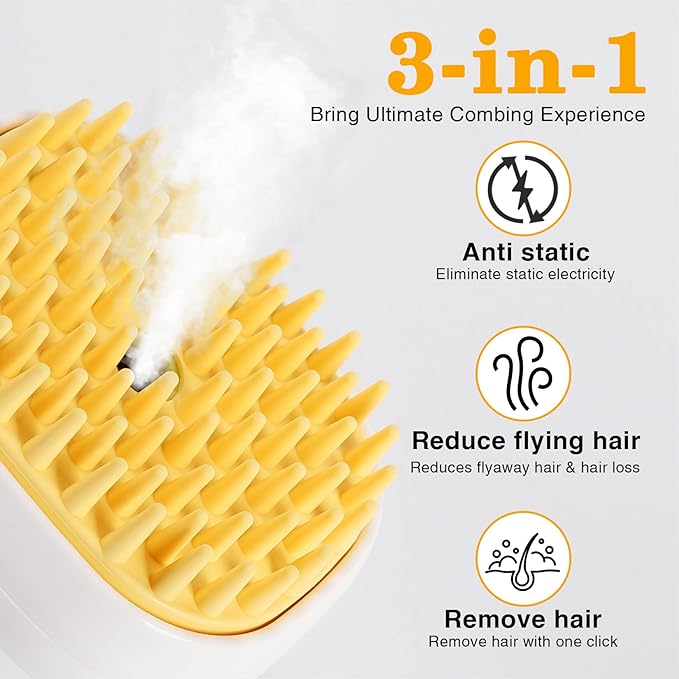 3-in-1 Cat & Dog Steam Brush – USB Rechargeable Spray Grooming Comb with Silicone Teeth – Anti-Static, Shedding Control & Massaging for All Hair Types Long/Short Hair Pets (Green)-PurrikoPets