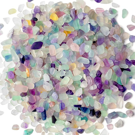 1lb Fluorite Aquarium Gravel Rocks Natural Tumbled Healing Crystal Chips Bulk Gemstones Crushed Stones for Fountain Vase Filler Planters Decorative Fish Tank Potted Reiki Energy Balancing-PurrikoPets